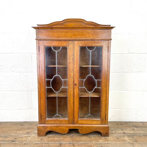 Antique Glazed Oak Display Cabinet