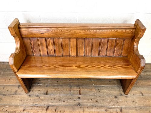 fig 1. Antique Pitch Pine Church Pew