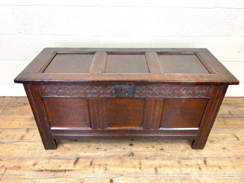 fig 1. Antique 18th Century Oak Blanket Box