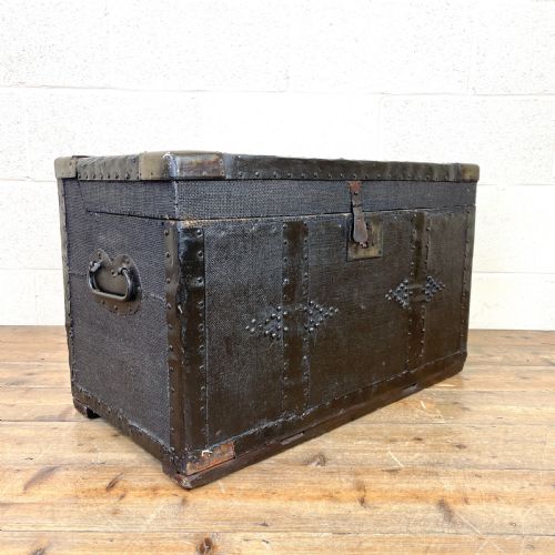 Antique Canvas and Metal Bound Trunk