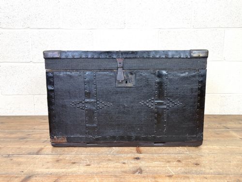fig 1. Antique Canvas and Metal Bound Trunk