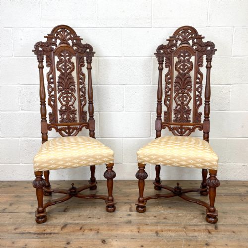 Pair of Antique Carved Hall Chairs