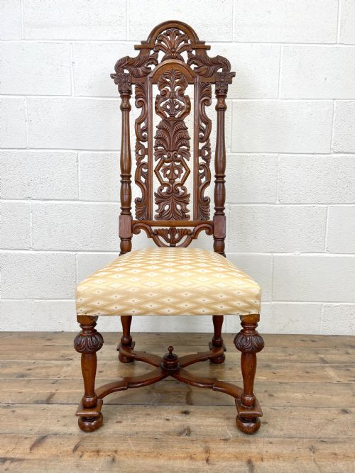 fig 1. Pair of Antique Carved Hall Chairs