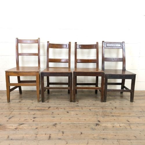 Four Similar 19th Century Welsh Oak Bar Back Farmhouse Chairs