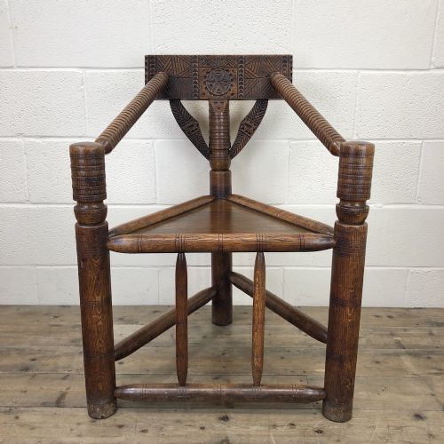 Victorian Carved Oak Corner Chair or Turner Chair