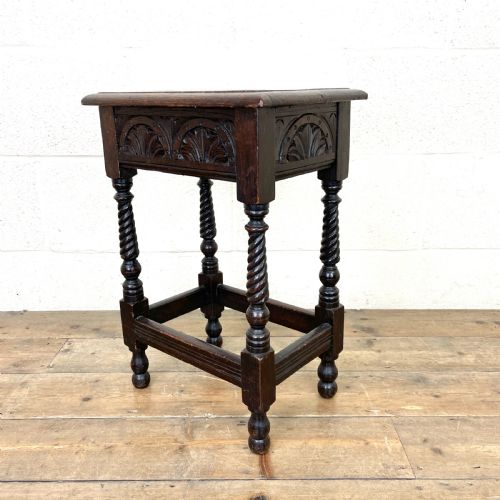 Craved Oak Side Table