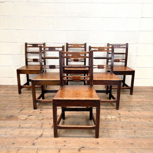 Set of Six Georgian Oak Country Chairs