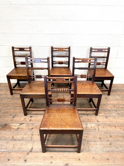 fig 1. SET OF SIX GEORGIAN OAK COUNTRY CHAIRS
