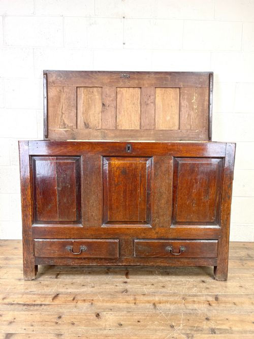 fig 2. Antique 18th Century Oak Mule Coffer