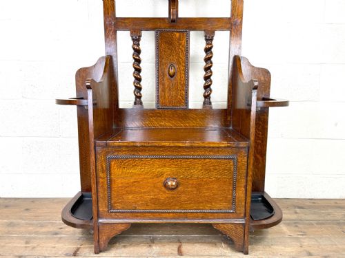 fig 1. Antique Oak Hall Stand with Seat
