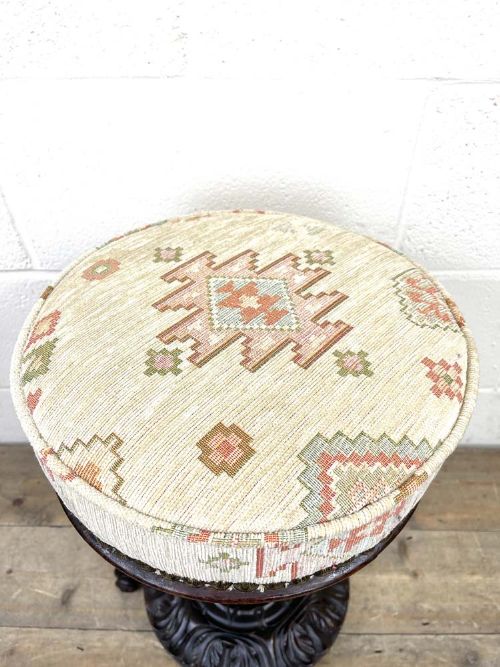 fig 2. ANTIQUE VICTORIAN CARVED MAHOGANY PIANO STOOL