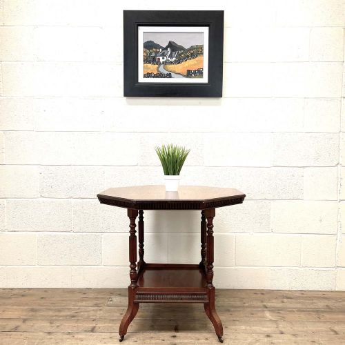 fig 1. LATE VICTORIAN ANTIQUE WALNUT OCTAGONAL CENTRE TABLE