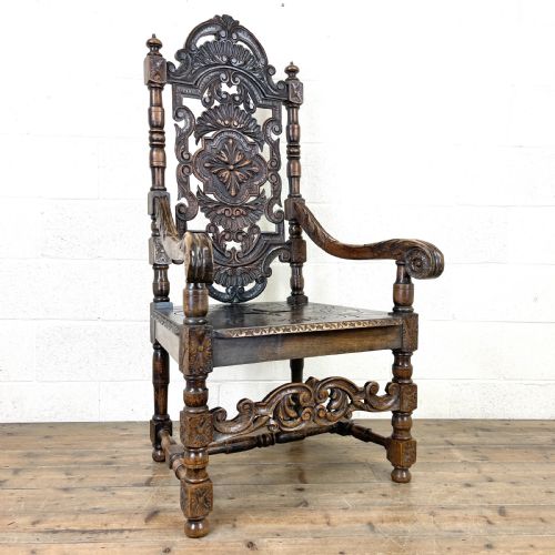 fig 1. Large Victorian Carved Oak Armchair