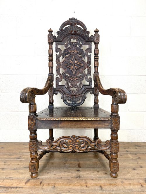 fig 2. Large Victorian Carved Oak Armchair
