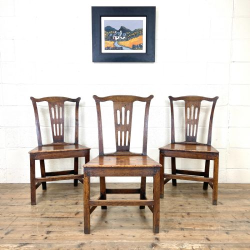Set of Three Welsh Oak Farmhouse Chairs