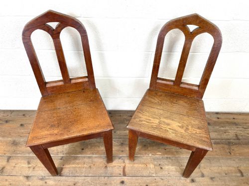 fig 2. Pair of Antique Oak Hall Chairs