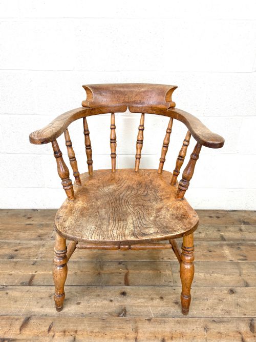 fig 1. Antique Elm Captain's Armchair