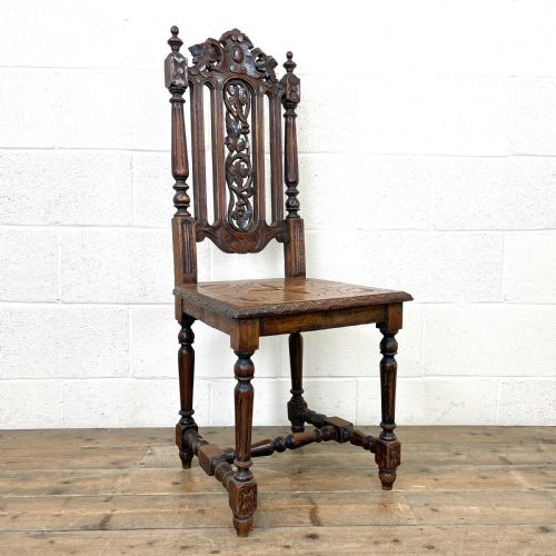 Antique Victorian Carved Oak Chair