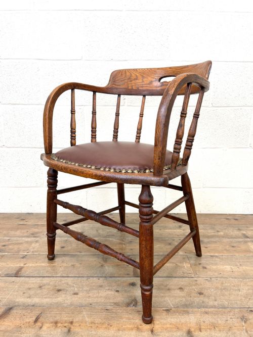Antique Armchair with Leather Seat