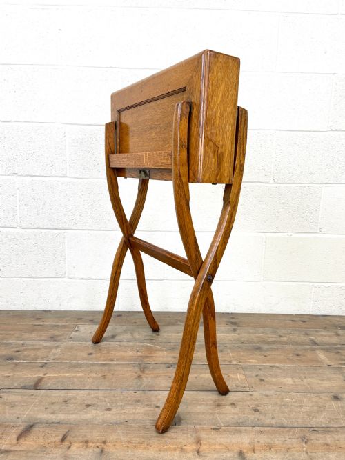 fig 1. Late 19th Century Antique Oak Folding Campaign Desk