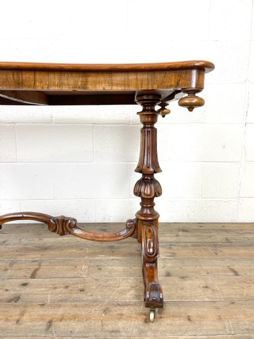 fig 2. Antique Victorian Burr Walnut Stretcher Table