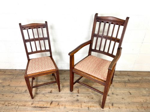 fig 1. Set of Seven Antique Dining Chairs