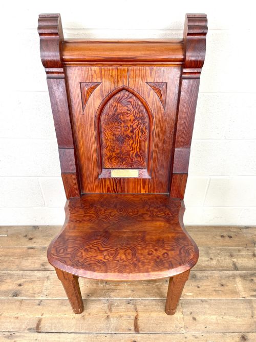 fig 1. Large Pitch Pine Antique Chapel Chair