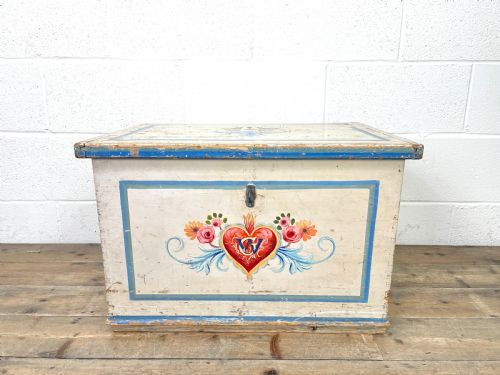 fig 1. Antique Painted Chest with Floral Detail