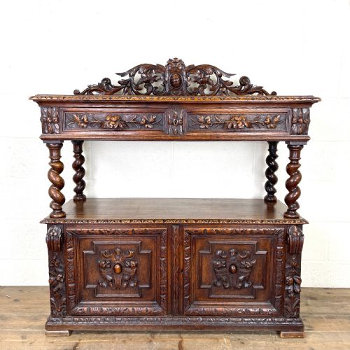Victorian Carved Oak Drinks Cabinet
