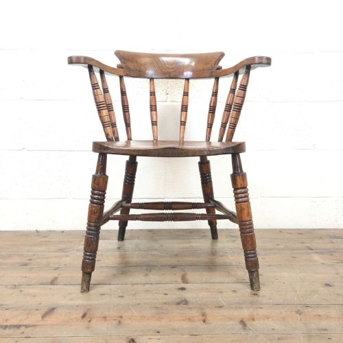 Antique Ash and Elm Captain's Armchair