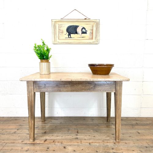 fig 1. Antique Pine Farmhouse Kitchen Table