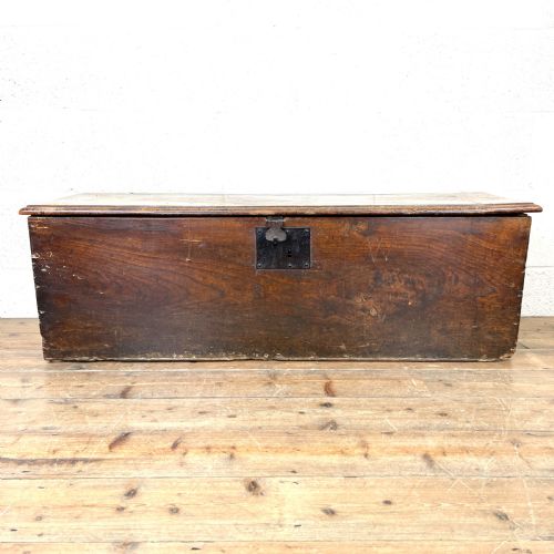 Antique 18th Century Elm Six Plank Chest