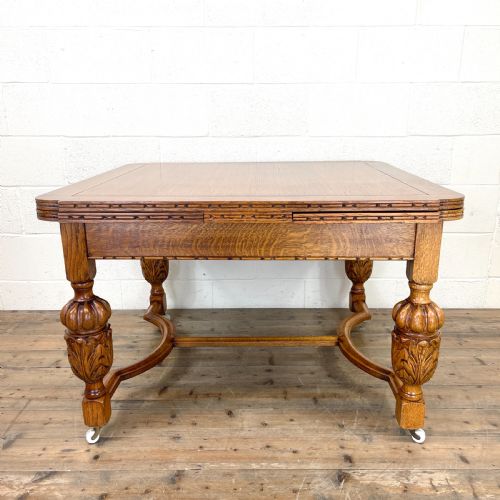 20th Century Oak Draw Leaf Kitchen Table