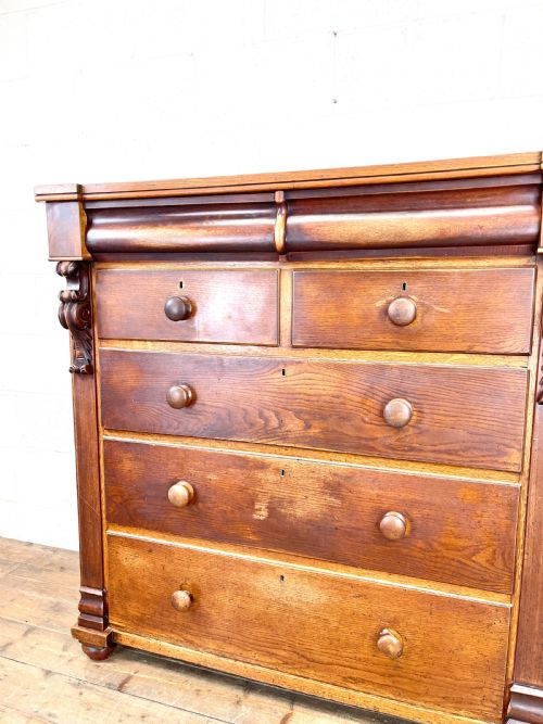 fig 2. LARGE VICTORIAN OAK AND MAHOGANY CHEST OF DRAWERS