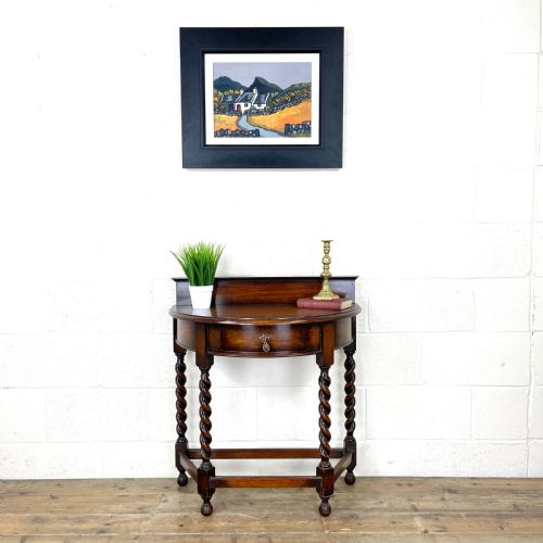 Antique Oak Demi Lune Console Table