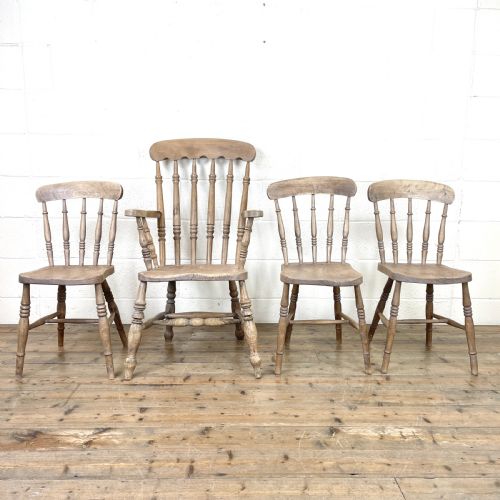Four Late 19th Century Rustic Spindle Back Chairs