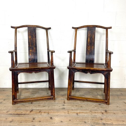 Pair of Antique Chinese Elm Chairs