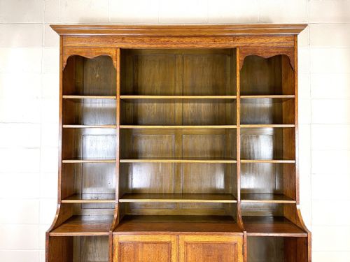 fig 2. Large Antique Oak Bookcase With Central Cupboard