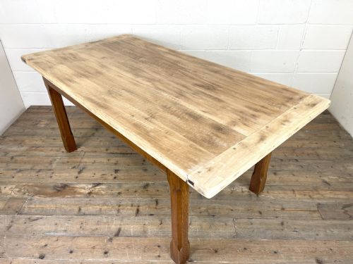 fig 2. Early 20th Century Antique Oak Scrub Top Farmhouse Table