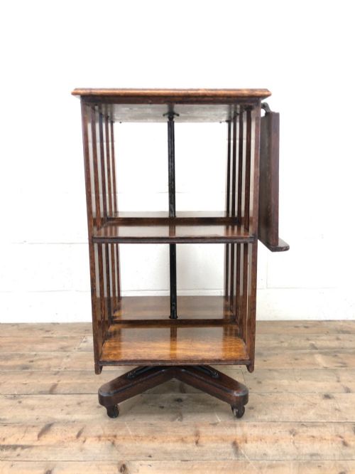 fig 1. EARLY 20TH CENTURY ANTIQUE OAK REVOLVING BOOKCASE