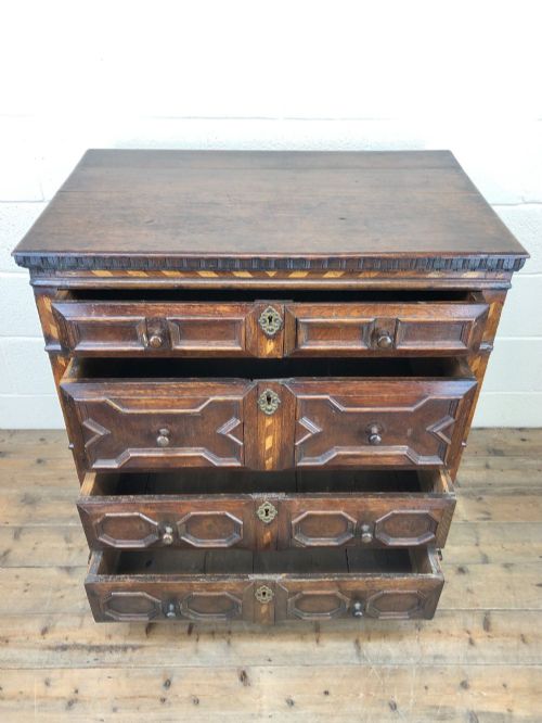 fig 2. ANTIQUE GEOMETRIC OAK CHEST OF DRAWERS