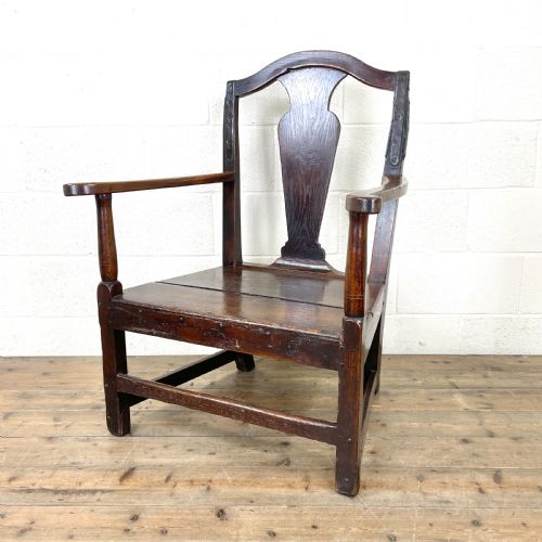 fig 1. Large Antique Welsh Oak Farmhouse Armchair