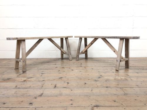 Pair of Small Antique Pine Benches