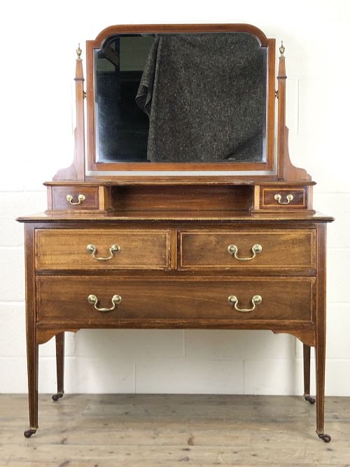 Antique Edwardian Inlaid Mahogany Dressing Table