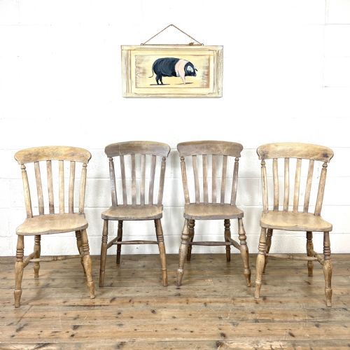 Four Similar Antique Kitchen Chairs