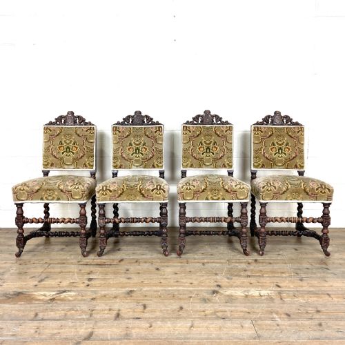 Set of Four Victorian Carved Oak Dining Chairs