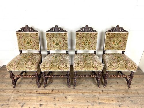 fig 1. Set of Four Victorian Carved Oak Dining Chairs