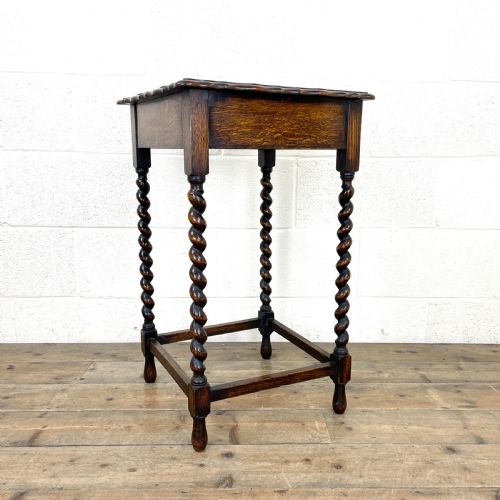 Antique Oak Barley Twist Side Table