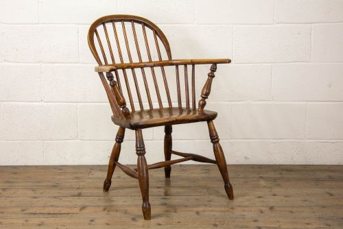 Antique Elm Hoop Back Windsor Armchair