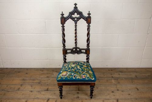 fig 1. Victorian Rosewood Side Chair with Tapestry Seat